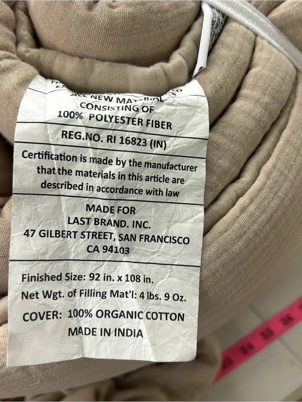 NWT QUINCE Organic Airy Gauze Dream Quilt King/Cal King Dune 8383